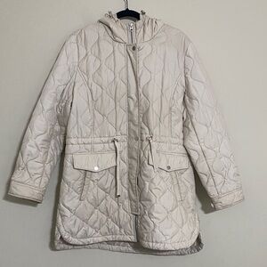 French connection Women Cream Quilted Jacket puffer coat women L casual outdoor